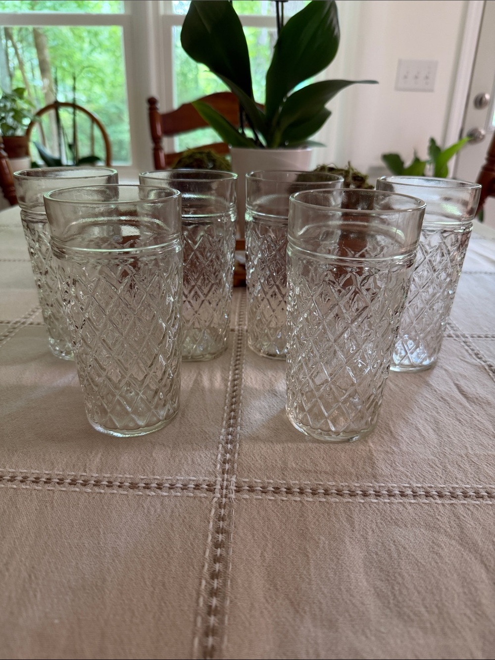Anchor Hocking Clear Diamond-Pattern Glass Tumbler Set